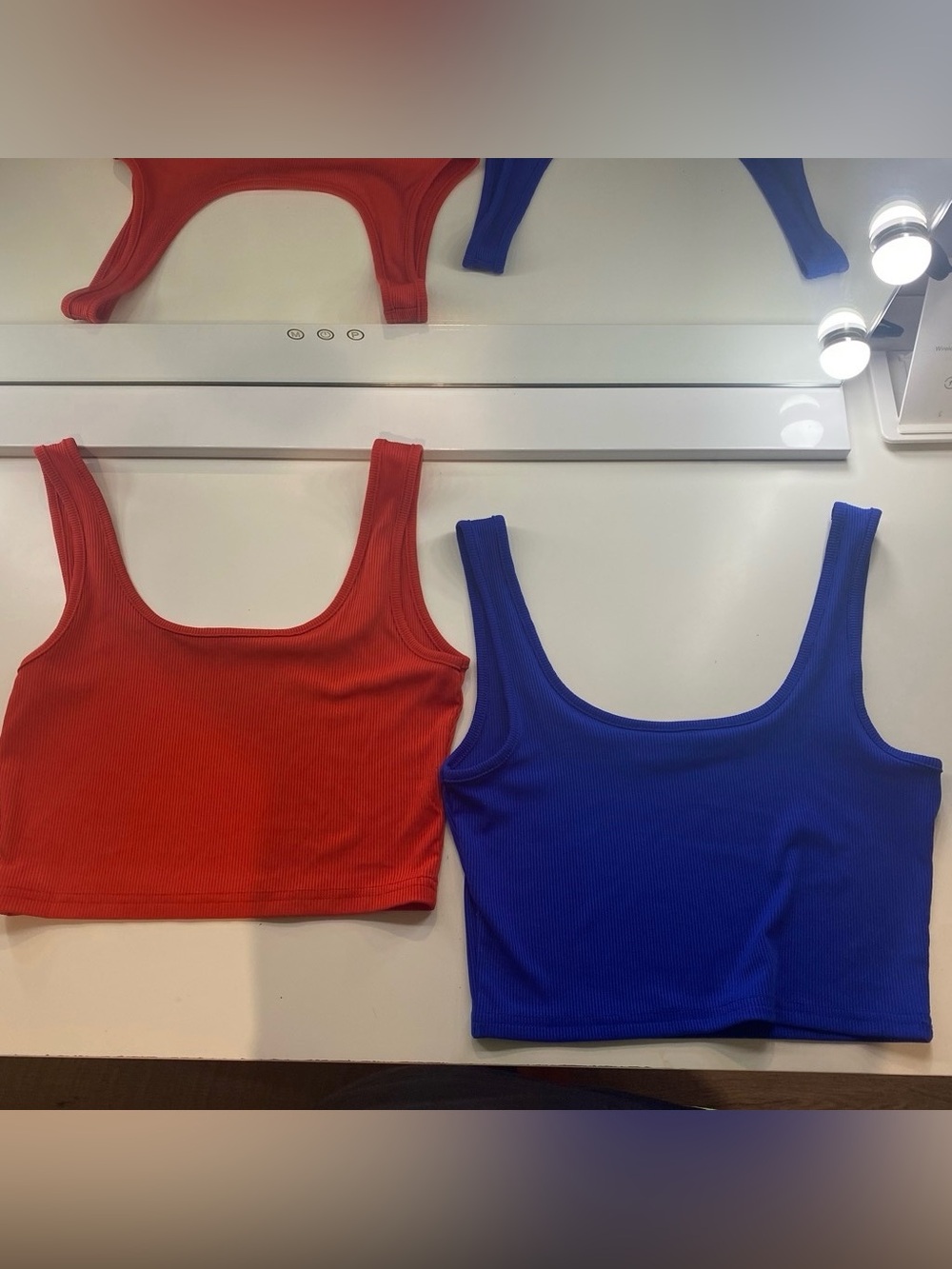 SHEIN Ribbed Cami - Red & Blue Size Small Cropped Tank Top x 2 - Picture 2 of 2